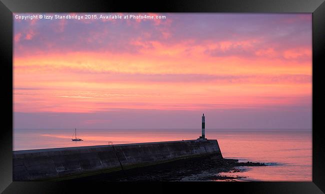  Sunset over Aberystwyth stone pier Framed Print by Izzy Standbridge