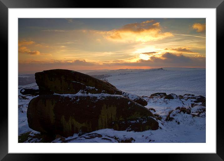 Winter Sunset on Carl Wark  Framed Mounted Print by Darren Galpin