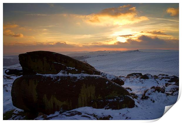 Winter Sunset on Carl Wark  Print by Darren Galpin