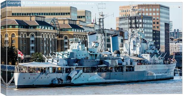  HMS Belfast moored on the River Thames Canvas Print by Colin Morgan