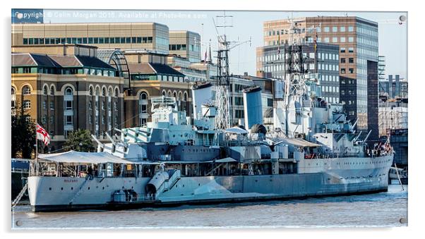  HMS Belfast moored on the River Thames Acrylic by Colin Morgan