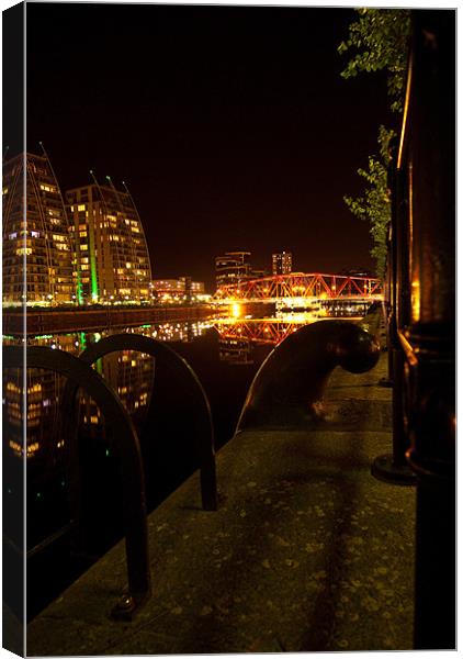 Salford Quays By Night Canvas Print by James Lavott