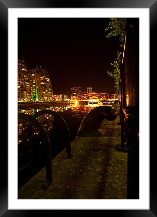 Salford Quays By Night Framed Mounted Print by James Lavott
