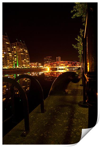 Salford Quays By Night Print by James Lavott