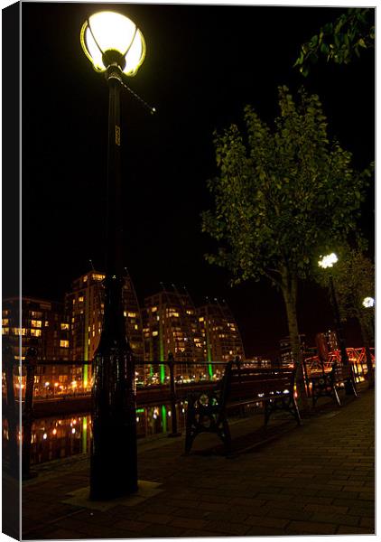 Salford Quays By Night Canvas Print by James Lavott