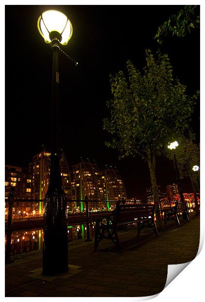Salford Quays By Night Print by James Lavott