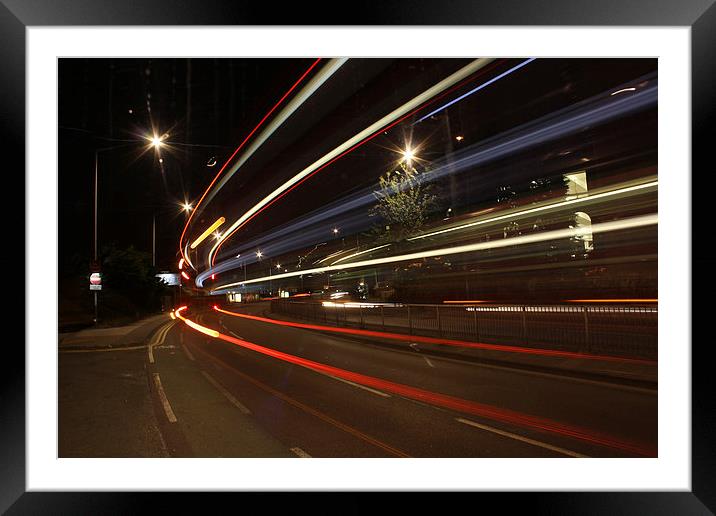 London Buses at night Framed Mounted Print by Peter Hart