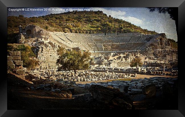 Theatre at Ephesus  Framed Print by LIZ Alderdice