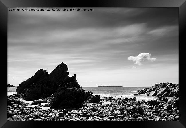 Floaty cloud above Marloes sands in Pembrokeshire Framed Print by Andrew Kearton
