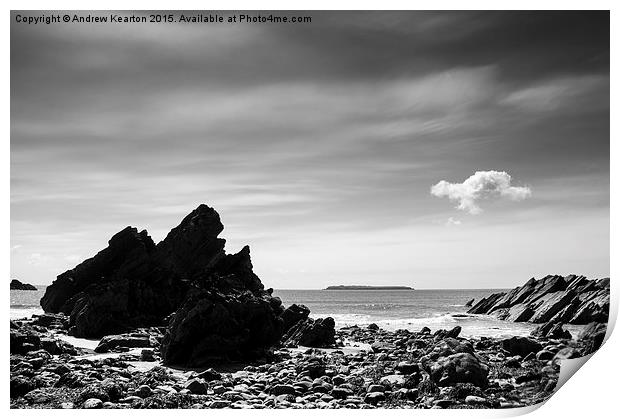 Floaty cloud above Marloes sands in Pembrokeshire Print by Andrew Kearton