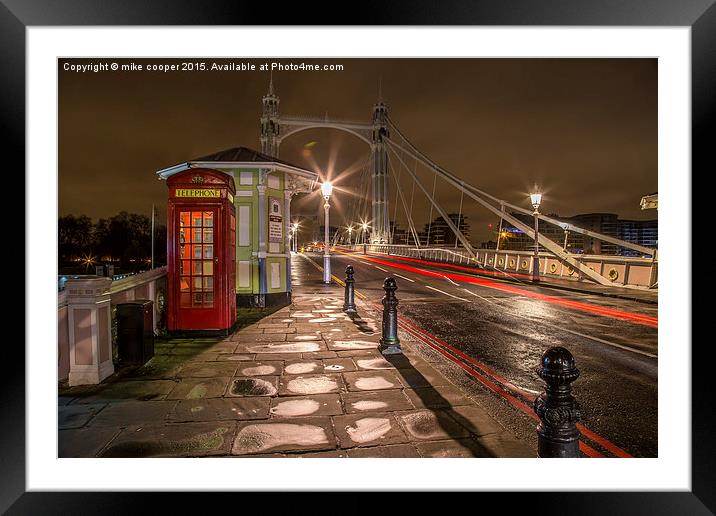  Albert bridge at dawn,toll booth,and telephone bo Framed Mounted Print by mike cooper