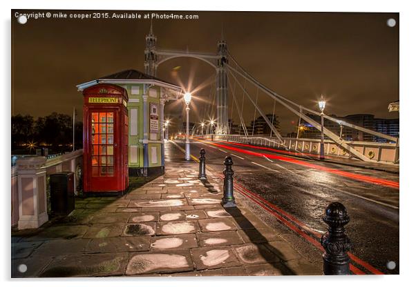  Albert bridge at dawn,toll booth,and telephone bo Acrylic by mike cooper