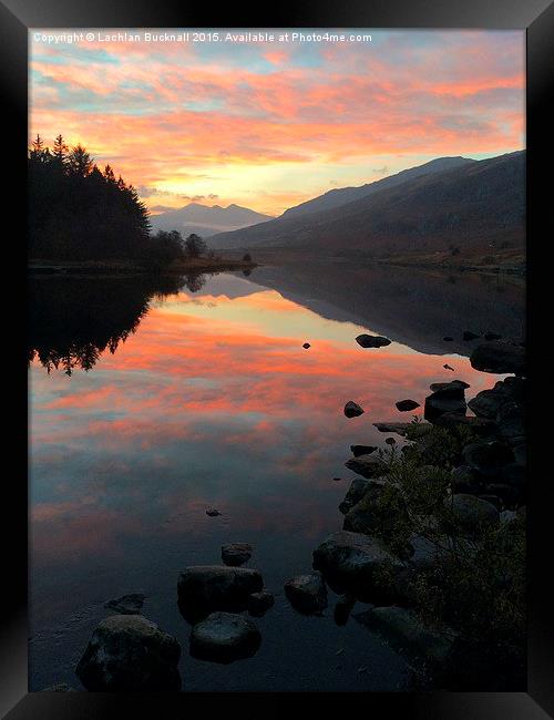  Snowdon mountain at sunset from Capel Curig Framed Print by Lachlan Bucknall