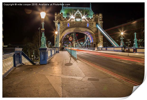  Tower bridge London,light show Print by mike cooper