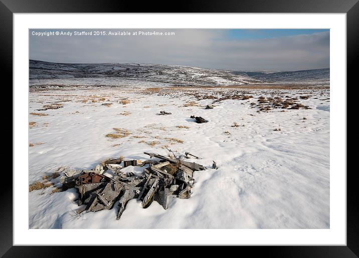 Sabre Wreckage, Black Ashop Moor, Kinder Scout Framed Mounted Print by Andy Stafford