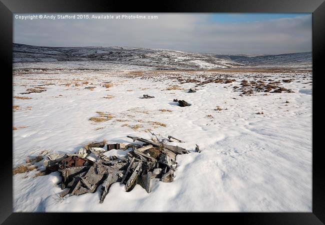 Sabre Wreckage, Black Ashop Moor, Kinder Scout Framed Print by Andy Stafford