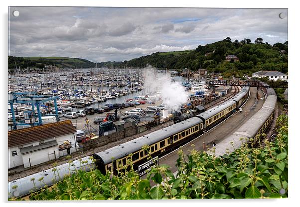  The Steam train at Kingswear Acrylic by Rosie Spooner