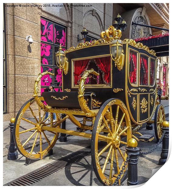 Gold State Coach - Grand Emperor Casino - Macao Print by colin chalkley