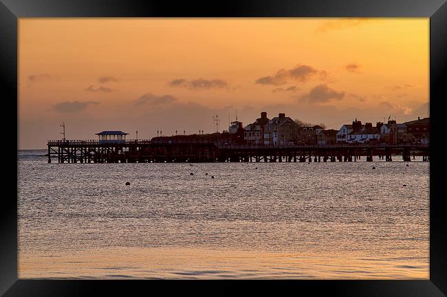 Swanage Pier at Sunrise  Framed Print by Val Saxby LRPS