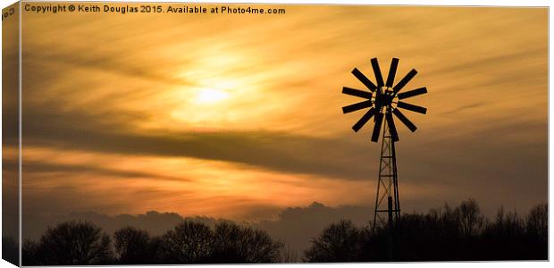 Windmill at sunset Canvas Print by Keith Douglas
