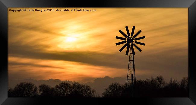 Windmill at sunset Framed Print by Keith Douglas