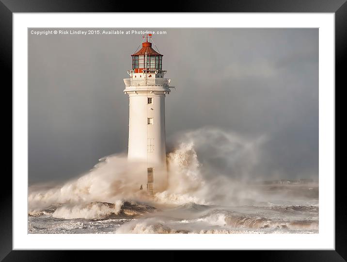  Lighthouse in a storm Framed Mounted Print by Rick Lindley