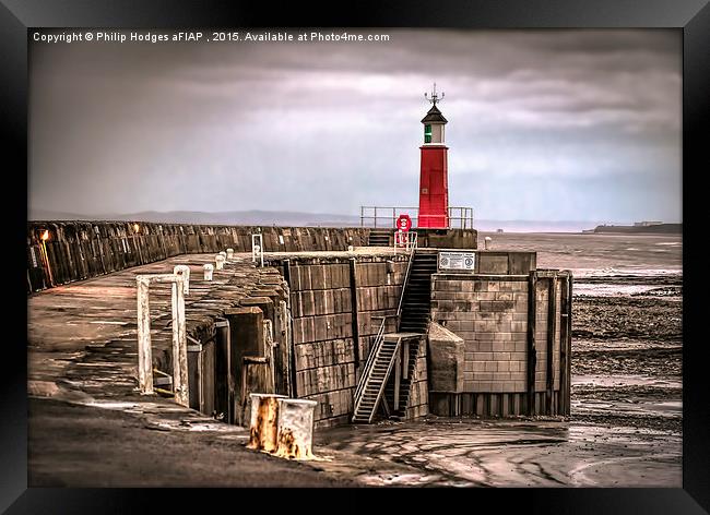 Watchet Harbour Light at Dusk  Framed Print by Philip Hodges aFIAP ,