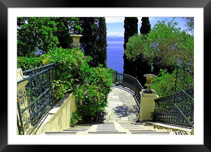  Achilleion Palace Gardens  Framed Mounted Print by Diana Mower