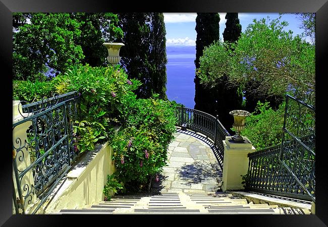  Achilleion Palace Gardens  Framed Print by Diana Mower