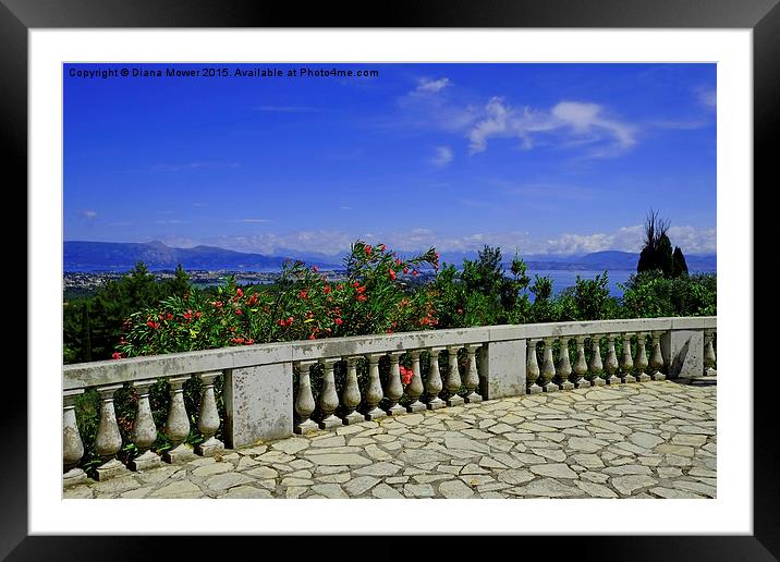 Achilleion Palace Balcony  Framed Mounted Print by Diana Mower