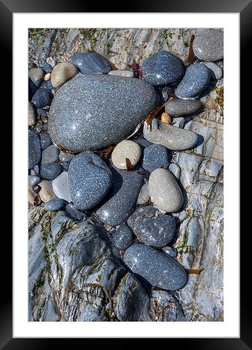  Smooth and shiny, Pebbles at Porth y Rhaw, Wales Framed Mounted Print by Andrew Kearton