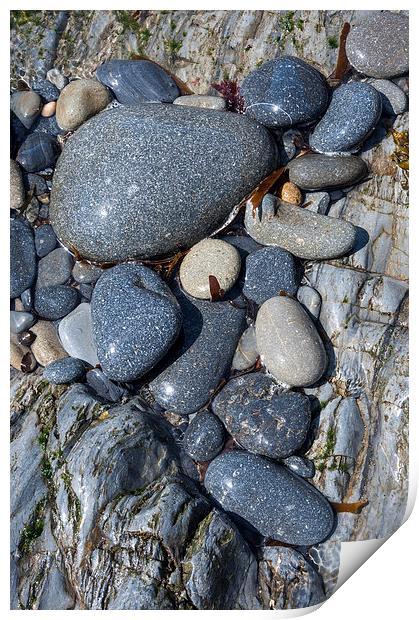 Smooth and shiny, Pebbles at Porth y Rhaw, Wales Print by Andrew Kearton