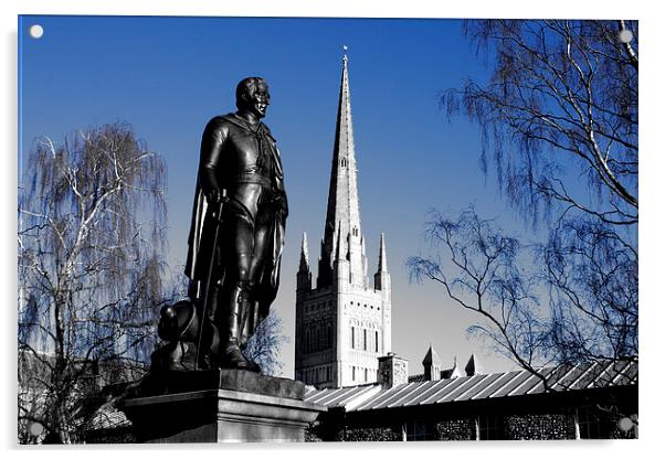  Wellington Statue at Norwich Cathedral Acrylic by Sally Lloyd