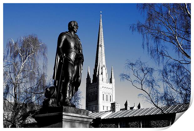  Wellington Statue at Norwich Cathedral Print by Sally Lloyd
