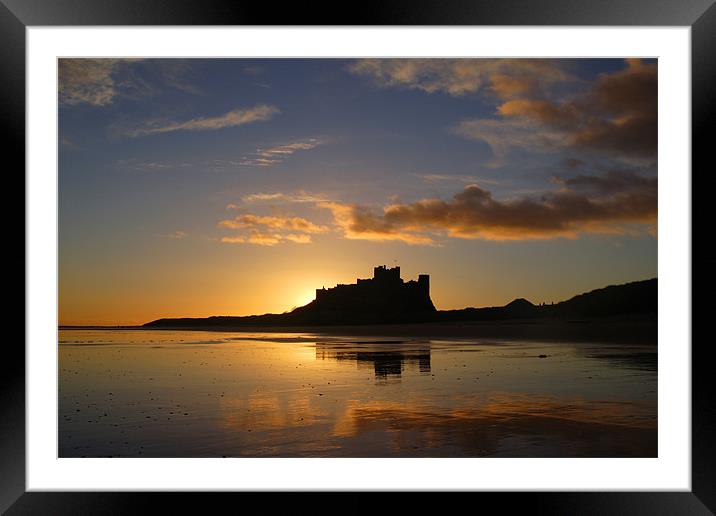 Bamburgh Castle beach at sunrise Framed Mounted Print by Gail Johnson