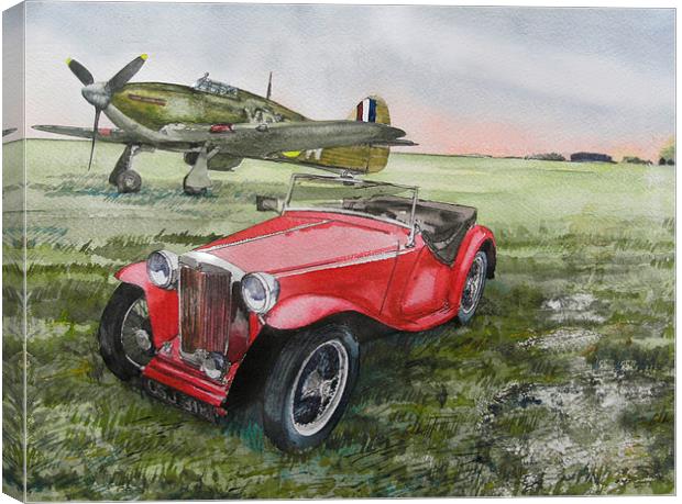  MG and Hawker Hurricane Canvas Print by John Lowerson