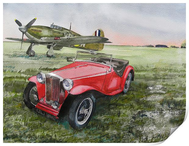  MG and Hawker Hurricane Print by John Lowerson