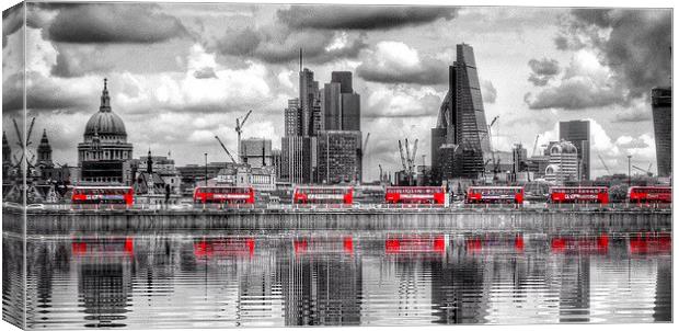  Seven London Buses Canvas Print by Scott Anderson