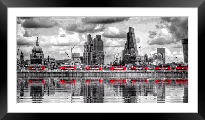  Seven London Buses Framed Mounted Print by Scott Anderson