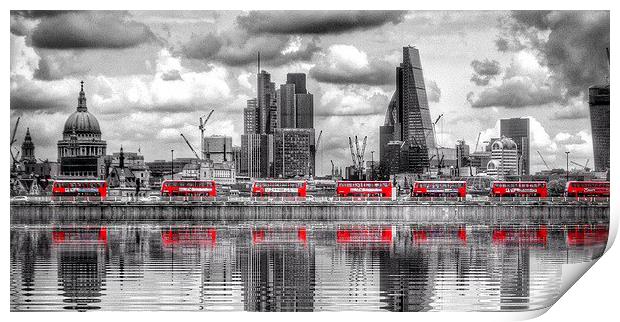  Seven London Buses Print by Scott Anderson