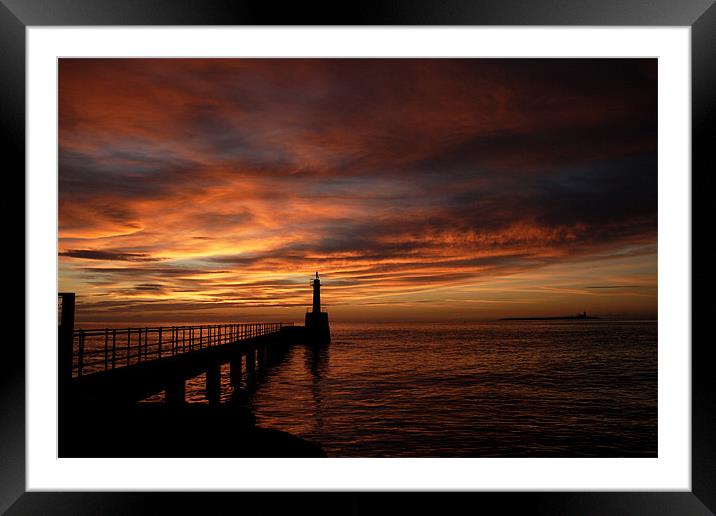 Amble Pier at sunrise Framed Mounted Print by Gail Johnson