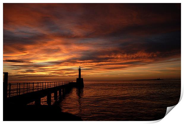 Amble Pier at sunrise Print by Gail Johnson