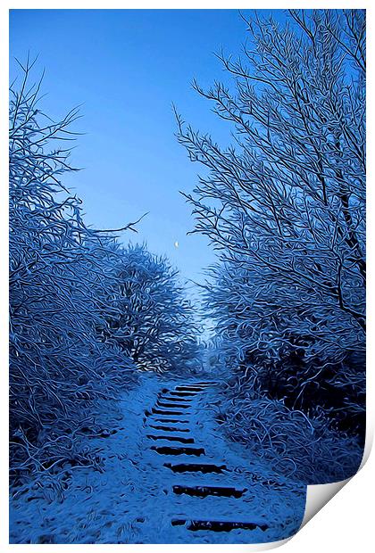 Stairway to the morning moon. Print by Catherine Cross