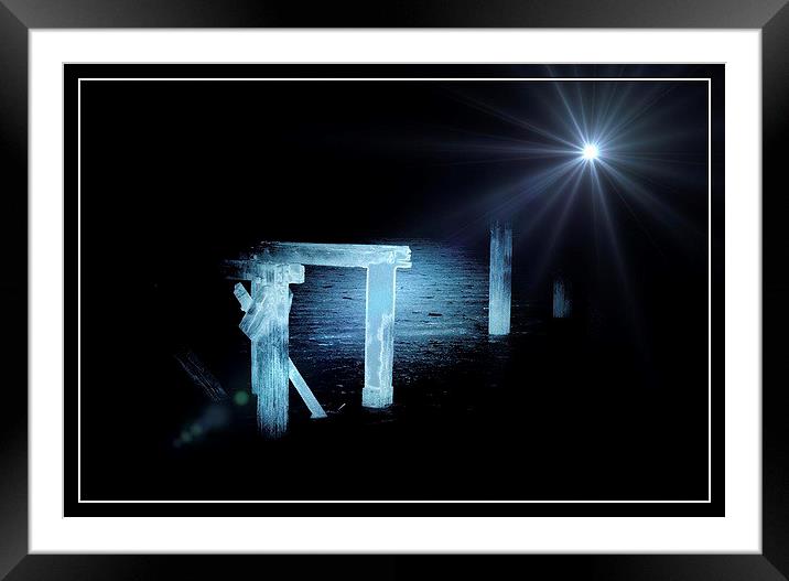 Old Pier at night  Framed Mounted Print by sylvia scotting