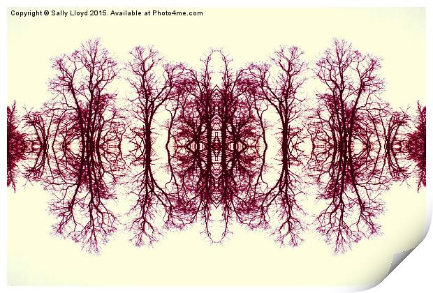  Symmetry Trees Red Print by Sally Lloyd