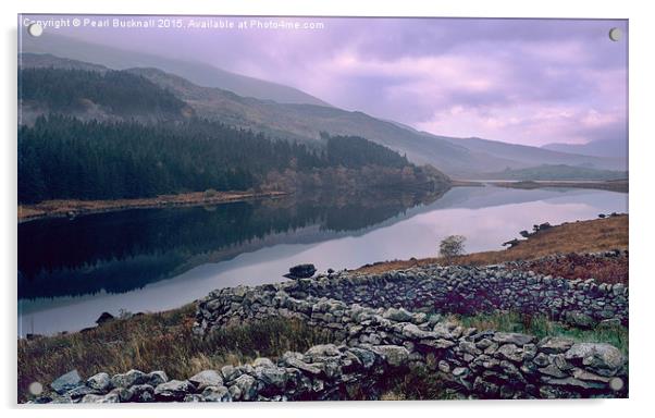 Llynnau Mymbyr lakes in Snowdonia Acrylic by Pearl Bucknall