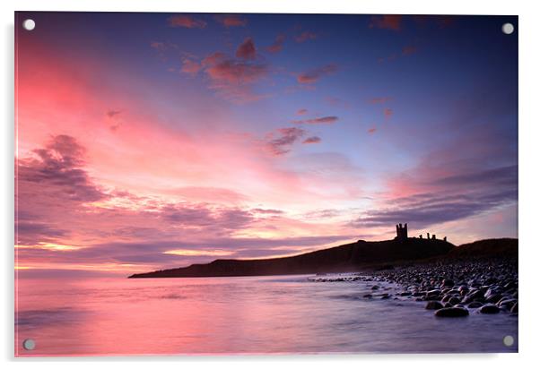 Dunstanburgh castle Sunrise Acrylic by Gail Johnson