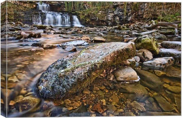  Cotter Force Waterfall Yorkshire Canvas Print by Gary Kenyon