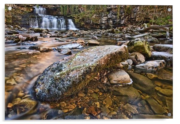  Cotter Force Waterfall Yorkshire Acrylic by Gary Kenyon