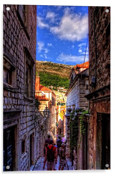 Walking around in Dubrovnik Acrylic by Tom Gomez